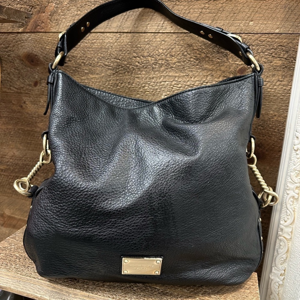 Michael Kors Black Pebbled Leather Shoulder Bag
